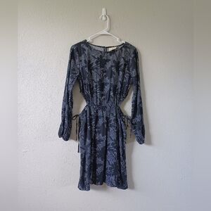 Universal Thread Long Sleeve Cut-Out Sides Black/Gray Print Dress